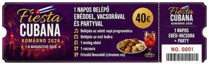 1 Napos Belépő Ebéddel, Vacsorával és Partyval (40 €)